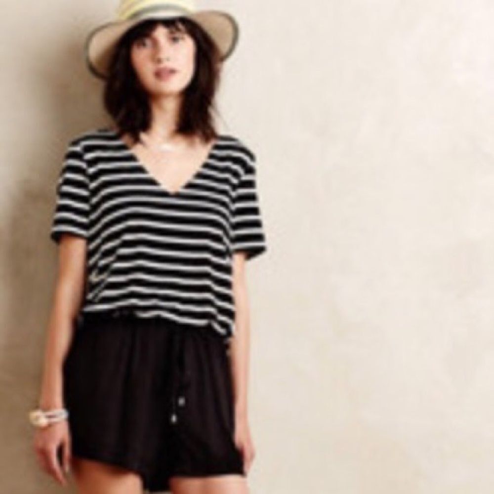Anthro Elevenses Static Striped Romper‎ Size S